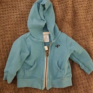 CARTER'S Airplane embroidered front zip sweatshirt